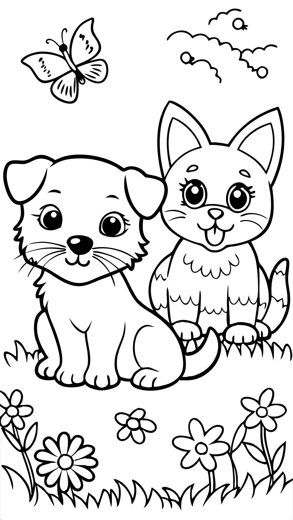 coloriages de chiots et de minou